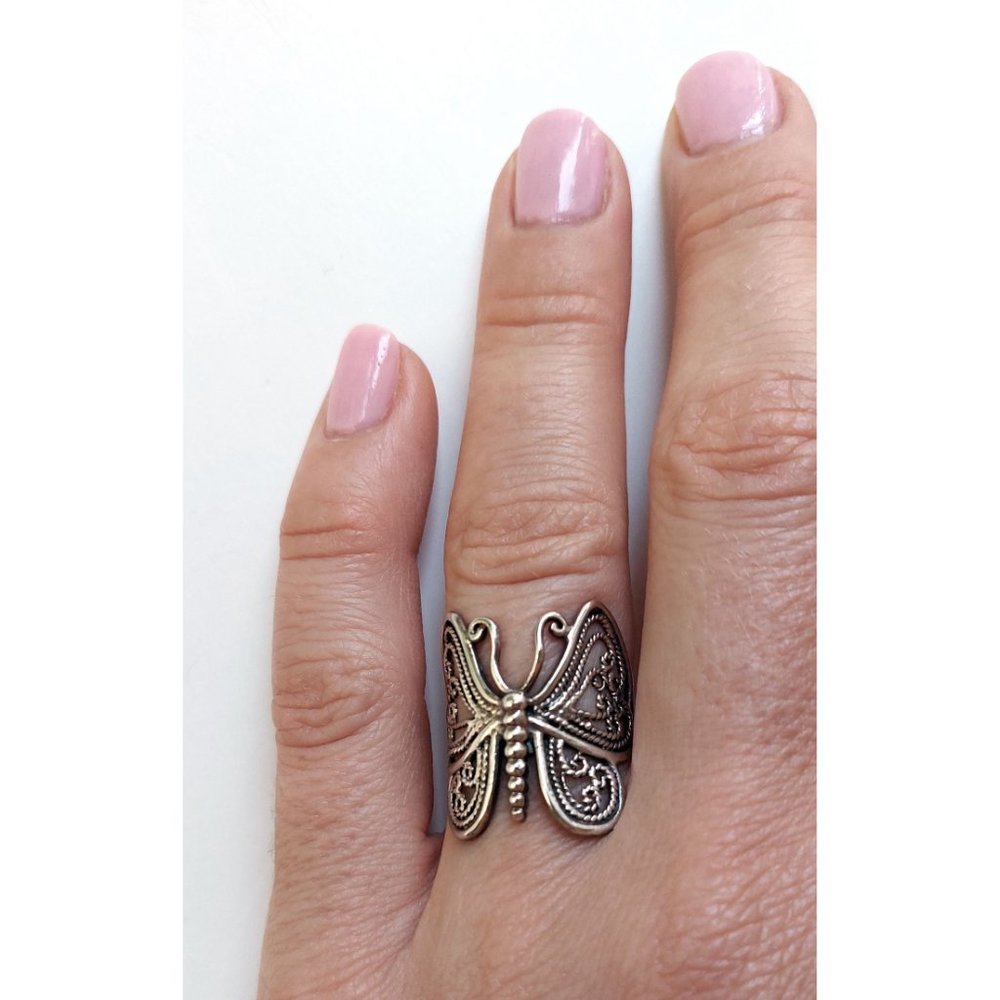Sterling Silver Wrap-Around Butterfly Ring, Size 6.5